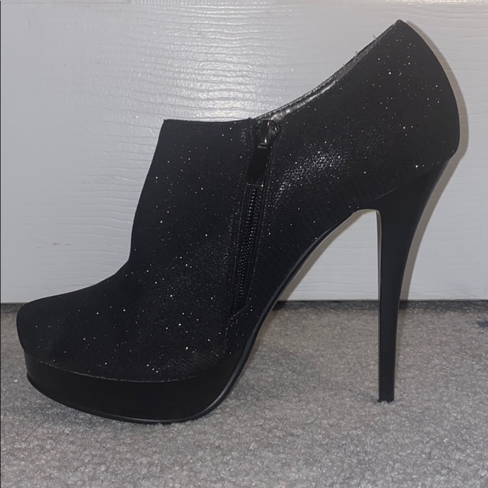 Glitter Black Pump Booties